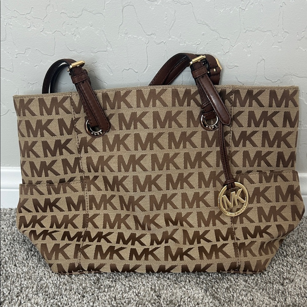 Michael Kors Tan and Brown Signature Tote